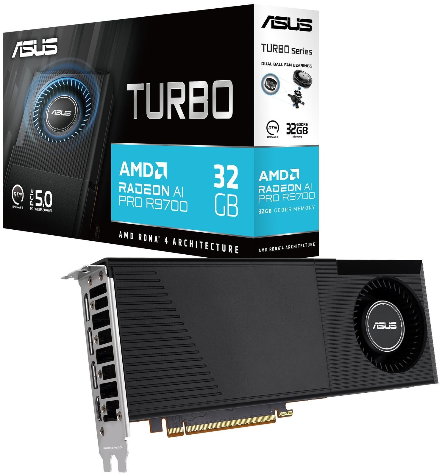ASUS Turbo -AI-PRO-R9700-32G AMD Radeon AI PRO R9700 32 Go GDDR6 -