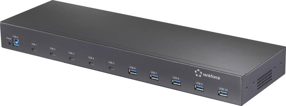 Renkforce RF-6627278 USB-Hub 10 Port USB-A USB 3.2 Gen2 10 GBit/s for