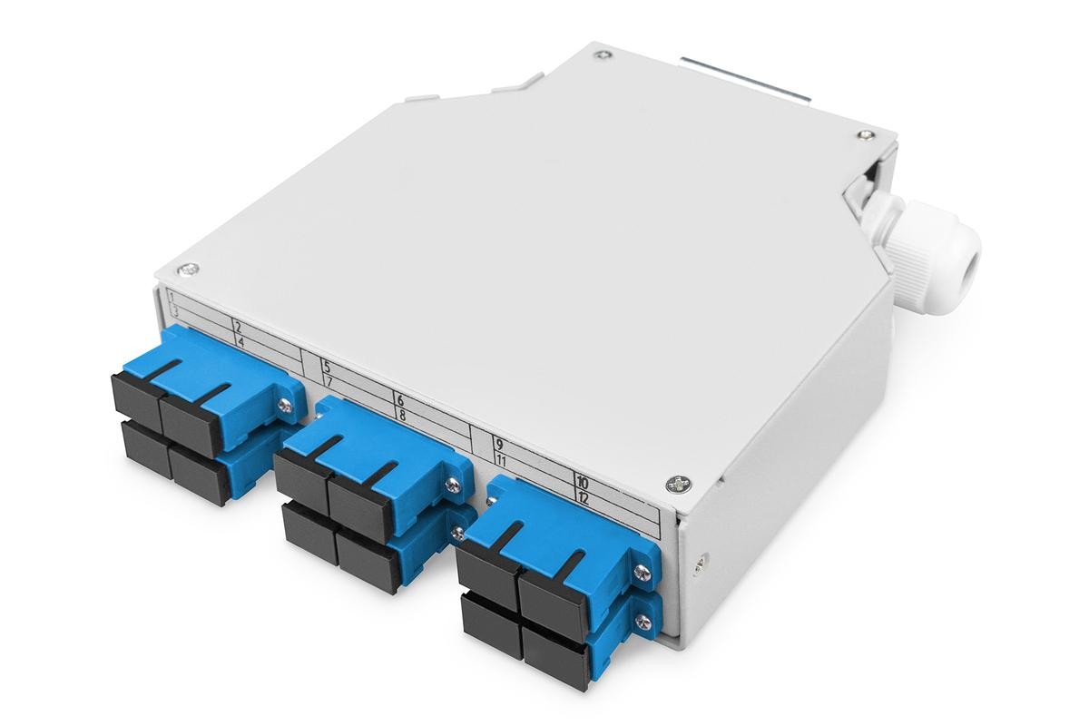 Digitus Fiber optic DIN rail box, OS2, equipped, with SC adapter and