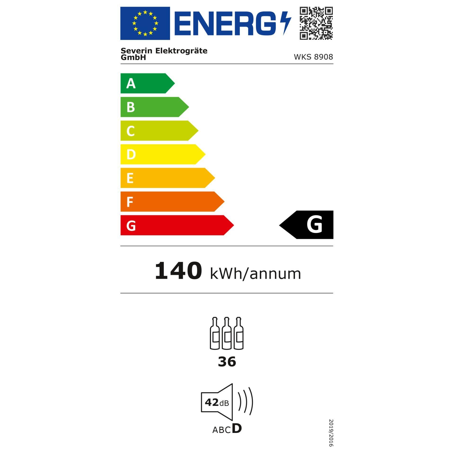 Severin WKS8908 Pose libre Noir 36 bouteille(s) - Severin WKS8908,