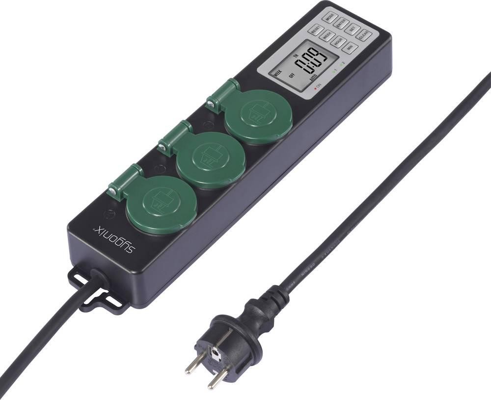 Sygonix SY-6786454 Gartensteckdose with Zeitschaltuhr 3fach black,