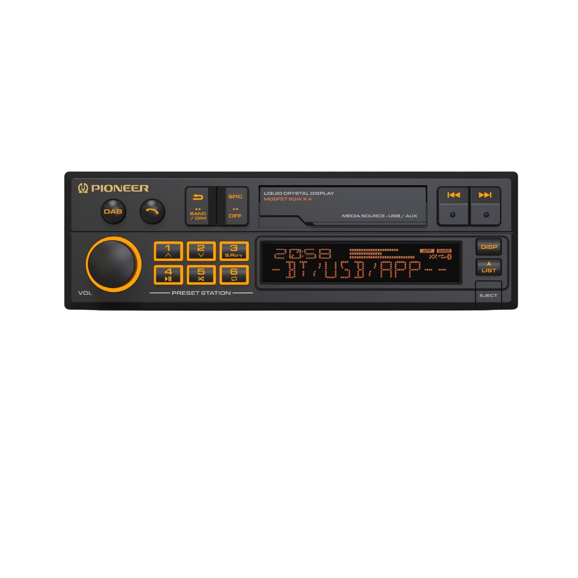 Pioneer car stereo Retro Design, DAB+ Tuner, Bluetooth -handsfree