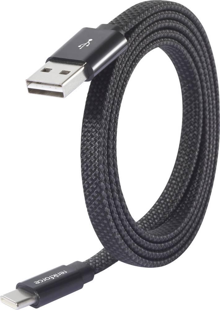 Renkforce USB-cable USB 2.0 USB-A Stecker, USB-C jack 1.50m black