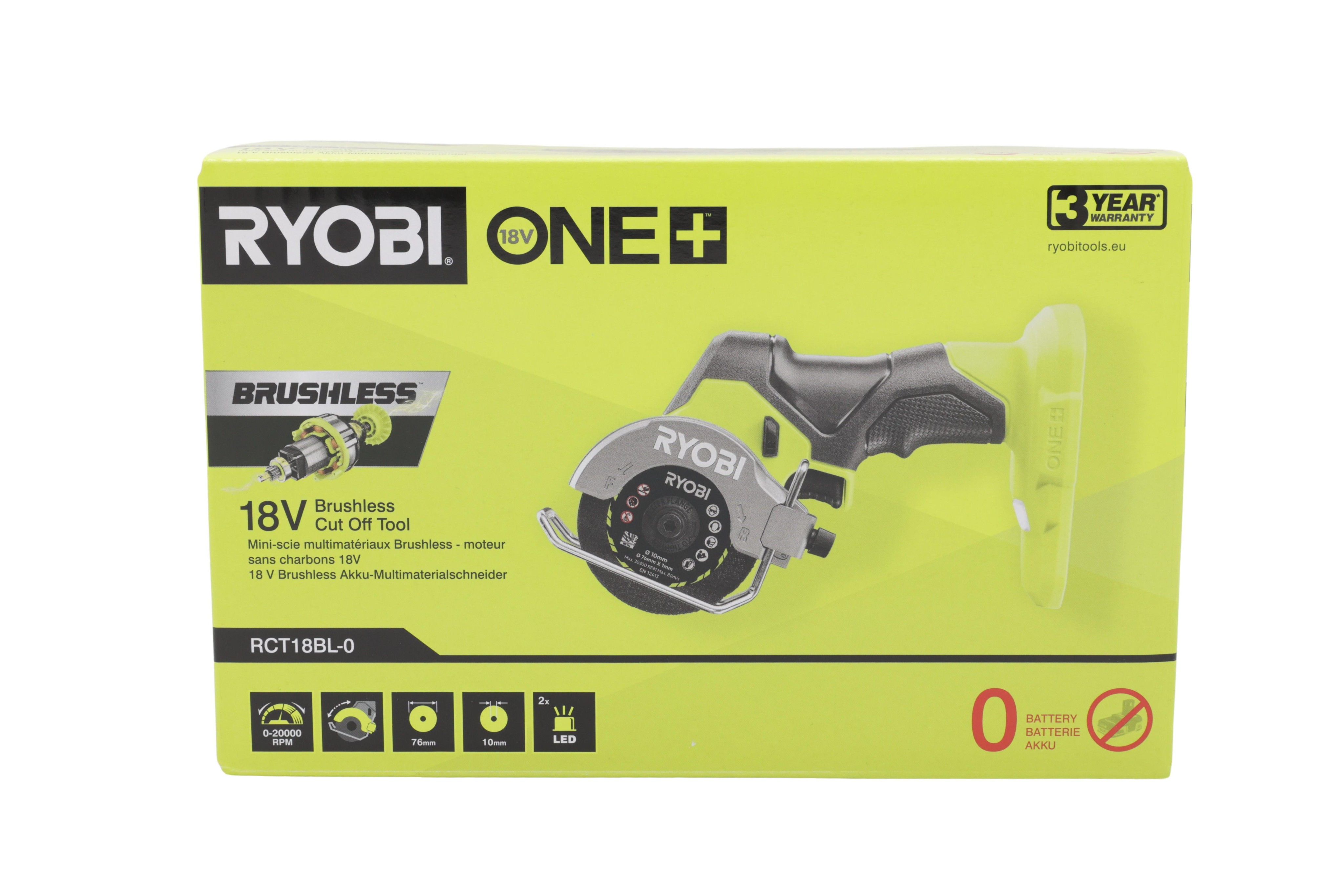 Ryobi 18V ONE Brushless Akku-Trennsäge RCT18BL-0 Kompakt