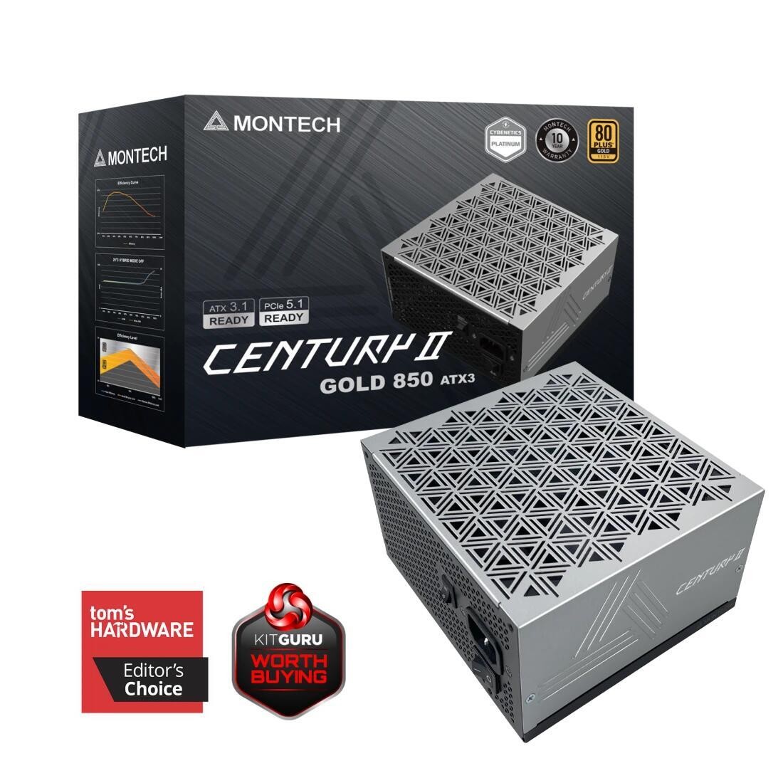 Montech CENTURY II power supply unit 850 W 20+4 pin ATX ATX Silver,