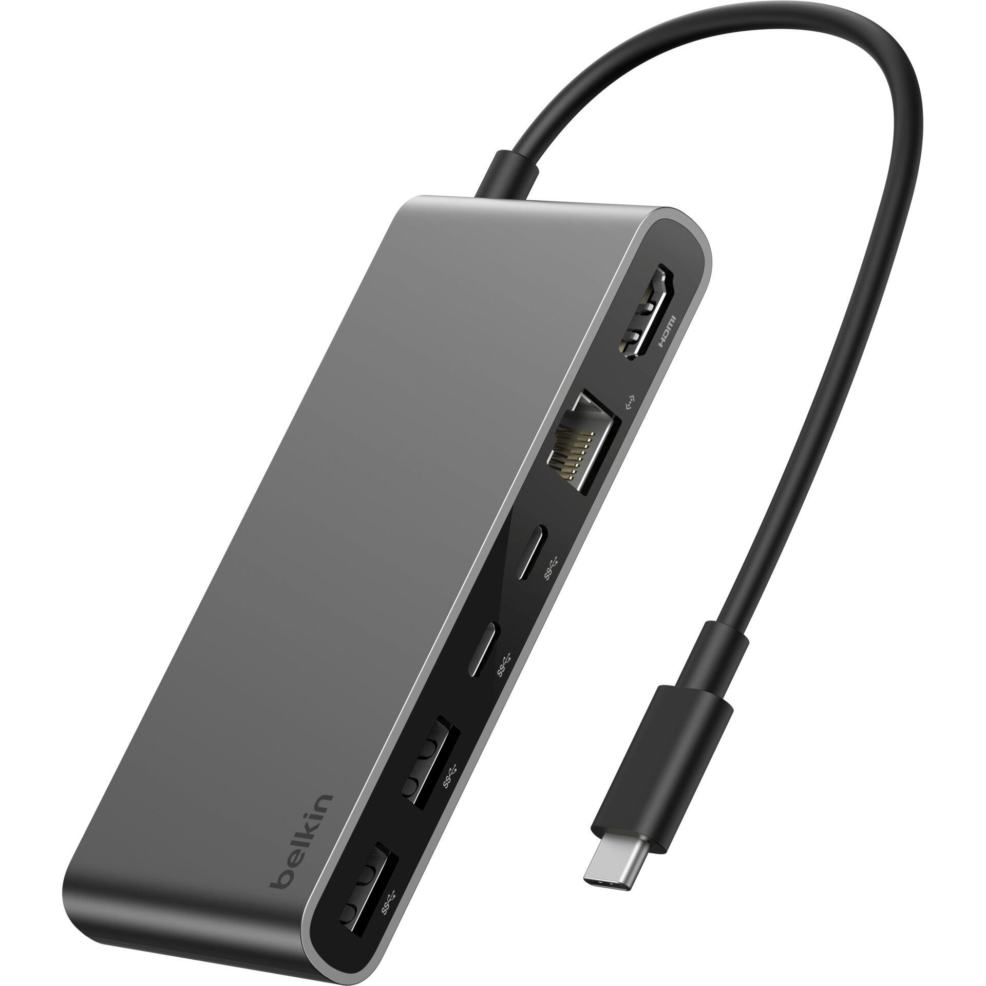 Belkin Connect 8-in-1 USB-C Hub mit Dual USB-C Ports - silber