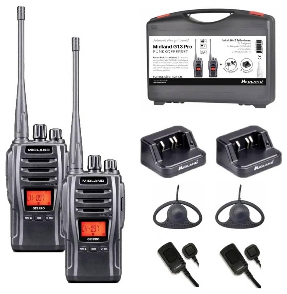 Midland pack of 2 suitcase G13 Pro PMR446+LPD Funkgeräte C1668.S1