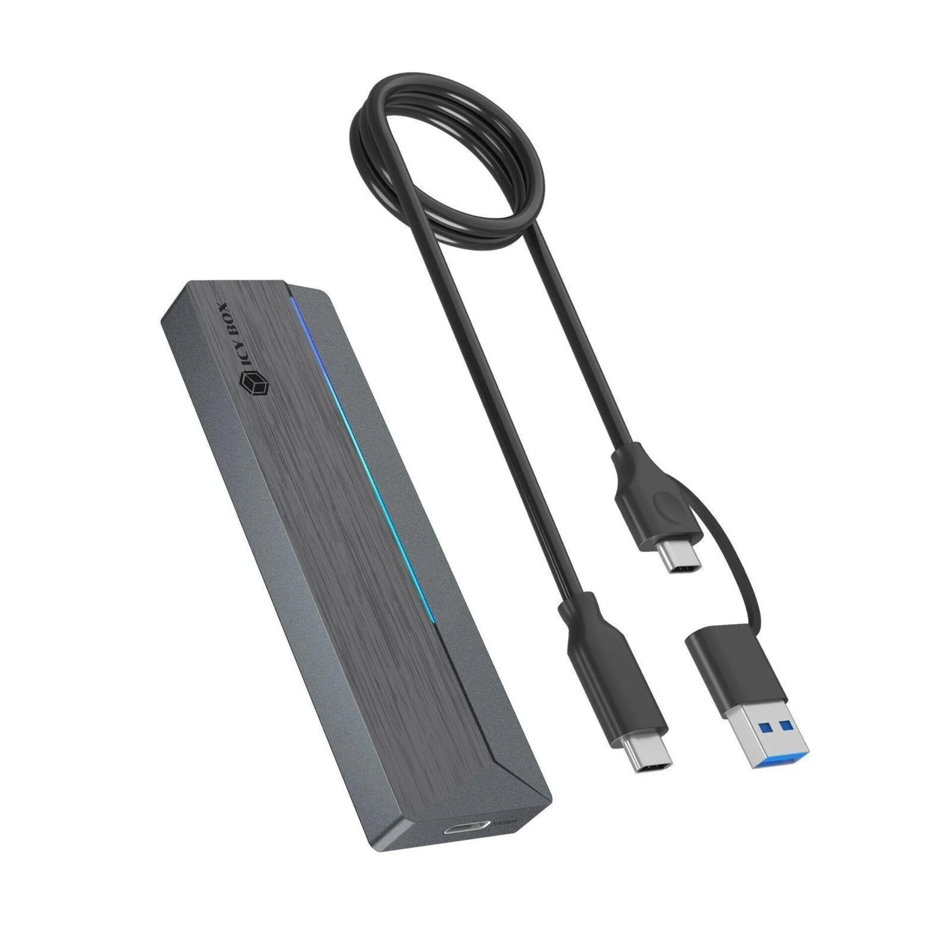 ICY BOX M.2 SATA/NVMe SSD Enclosure with USB 3.2 Gen 2 Type-C and RGB