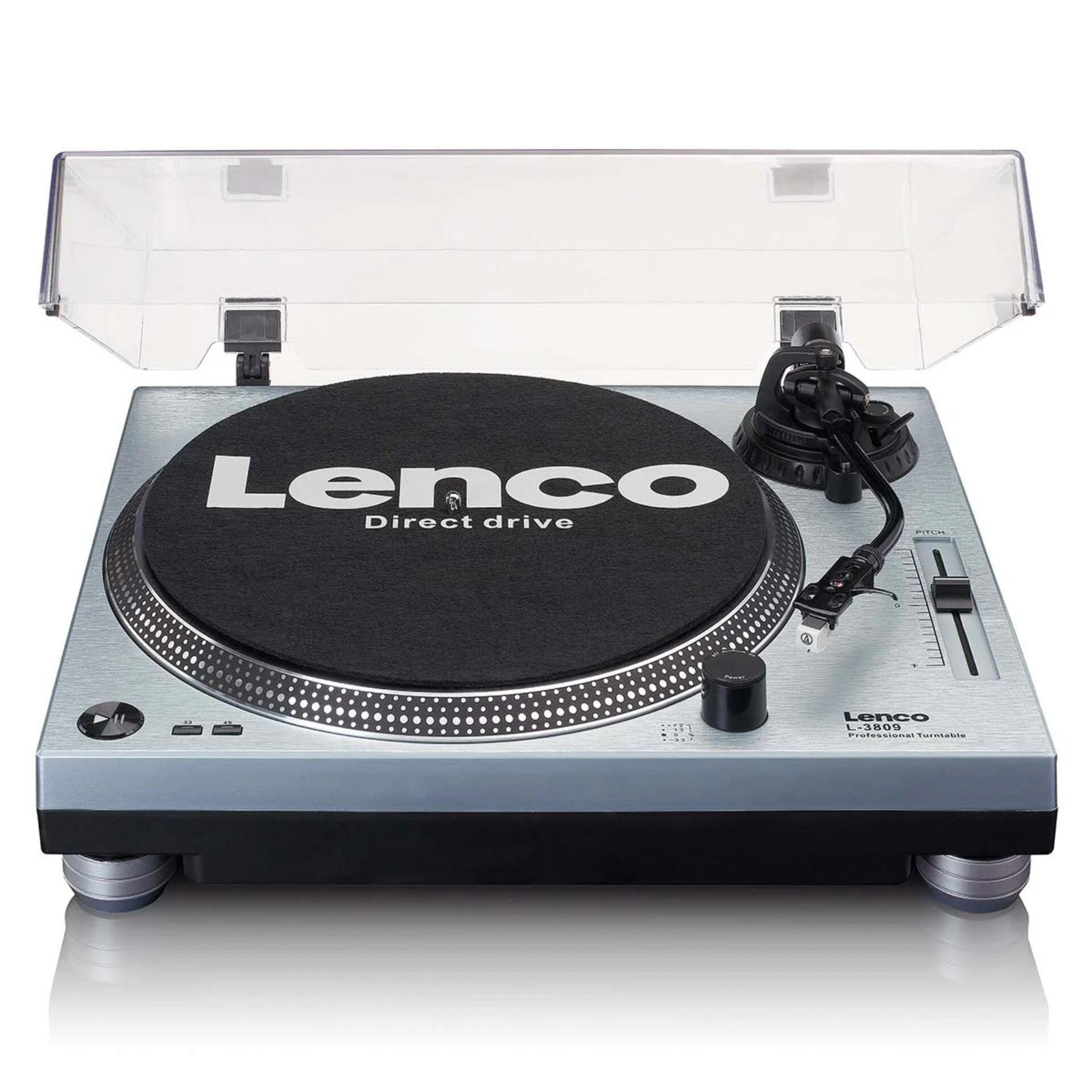 Lenco L-3809ME tocadisco Tocadiscos de tracción directa Azul, Metá