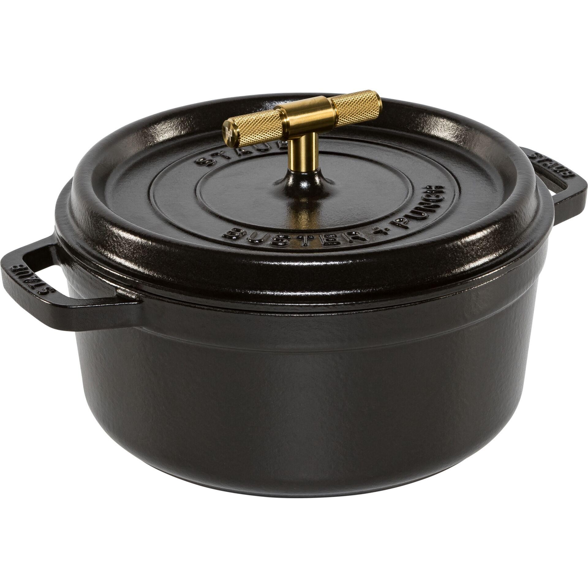Staub La Cocotte Buster & Punch 24 cm rund, black, Gusseisen