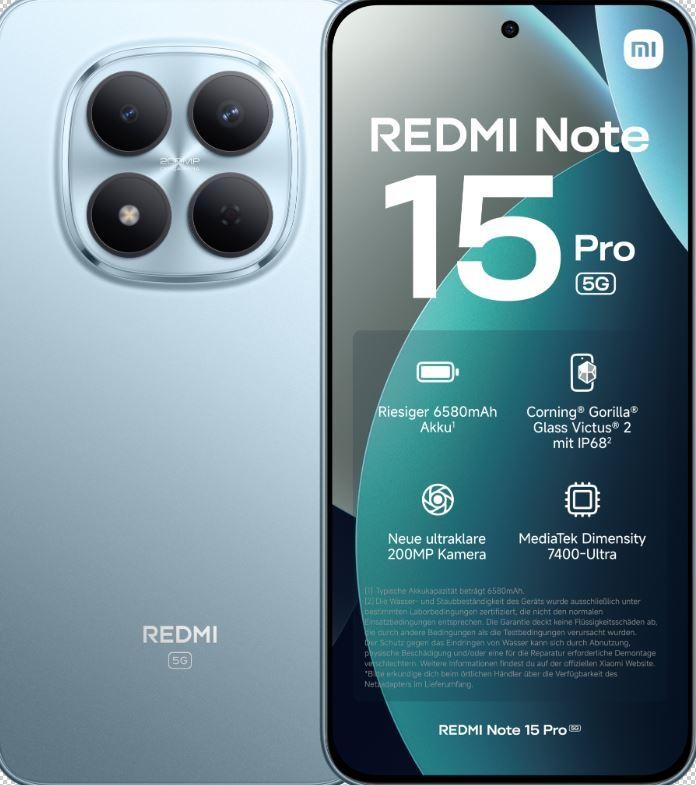 Xiaomi Redmi Note 15 Pro 5G 17.4 cm (6.83") 8 GB 256 GB 6580 mAh Blue
