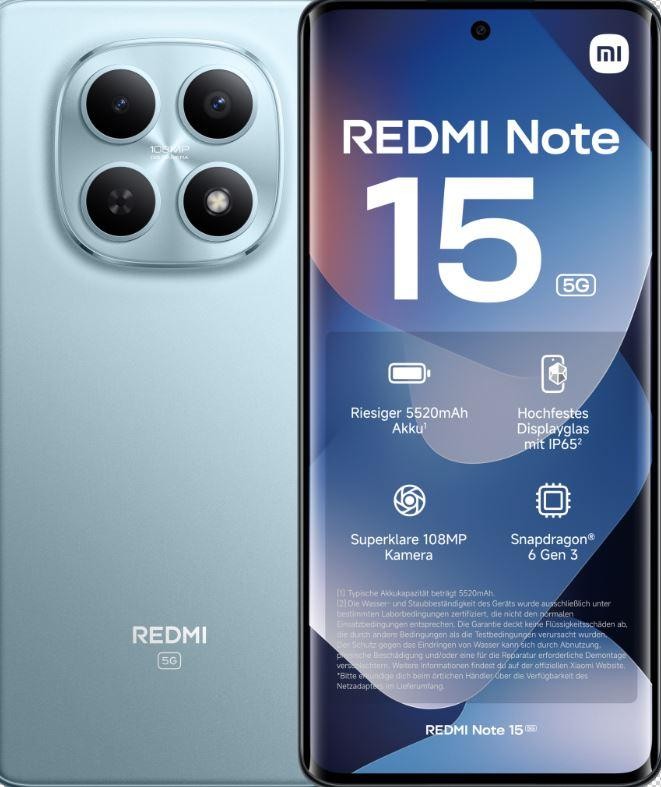 Xiaomi Redmi Note 15 5G 17.2 cm (6.77") 8 GB 256 GB 5520 mAh Blue -