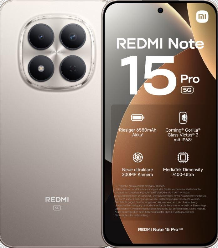 Xiaomi Redmi Note 15 Pro 5G 17.4 cm (6.83") 8 GB 256 GB 6580 mAh