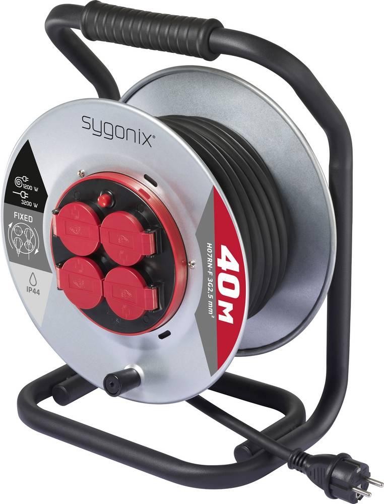 Sygonix SY-10236111 Kabeltrommel 40m black Schutzkontakt-plug