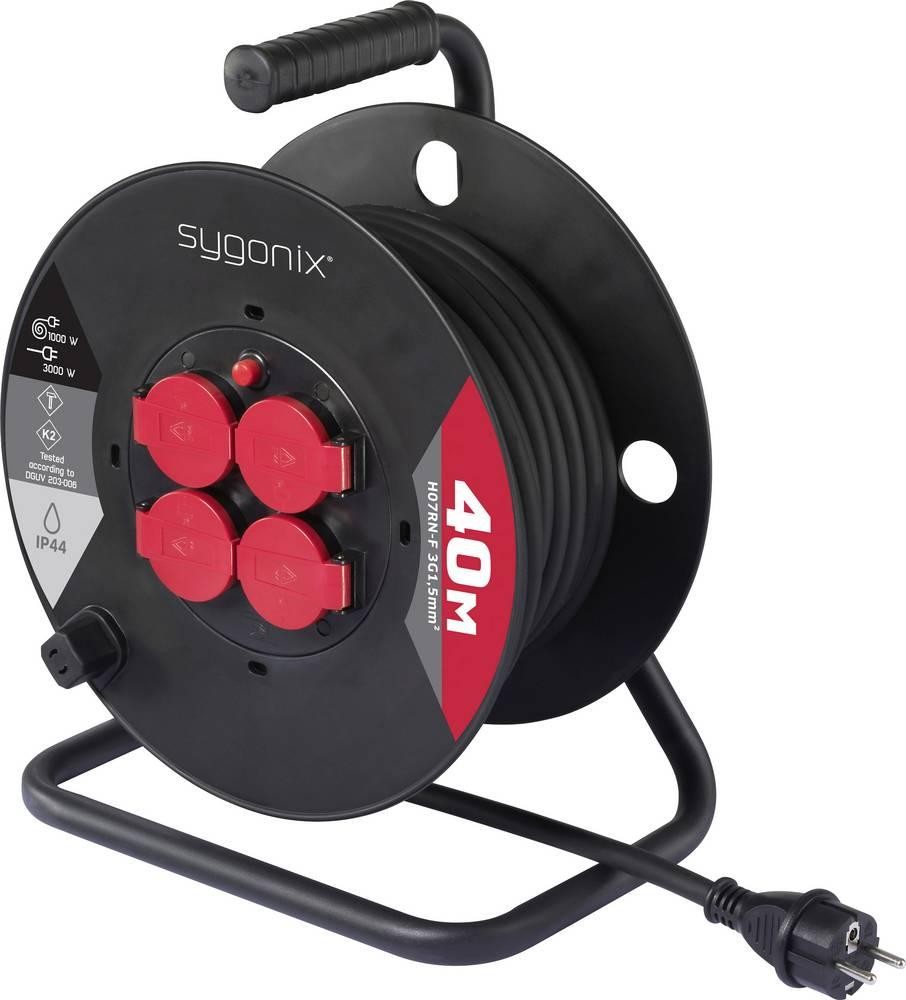 Sygonix SY-10236132 Kabeltrommel 40m black Schutzkontakt-plug