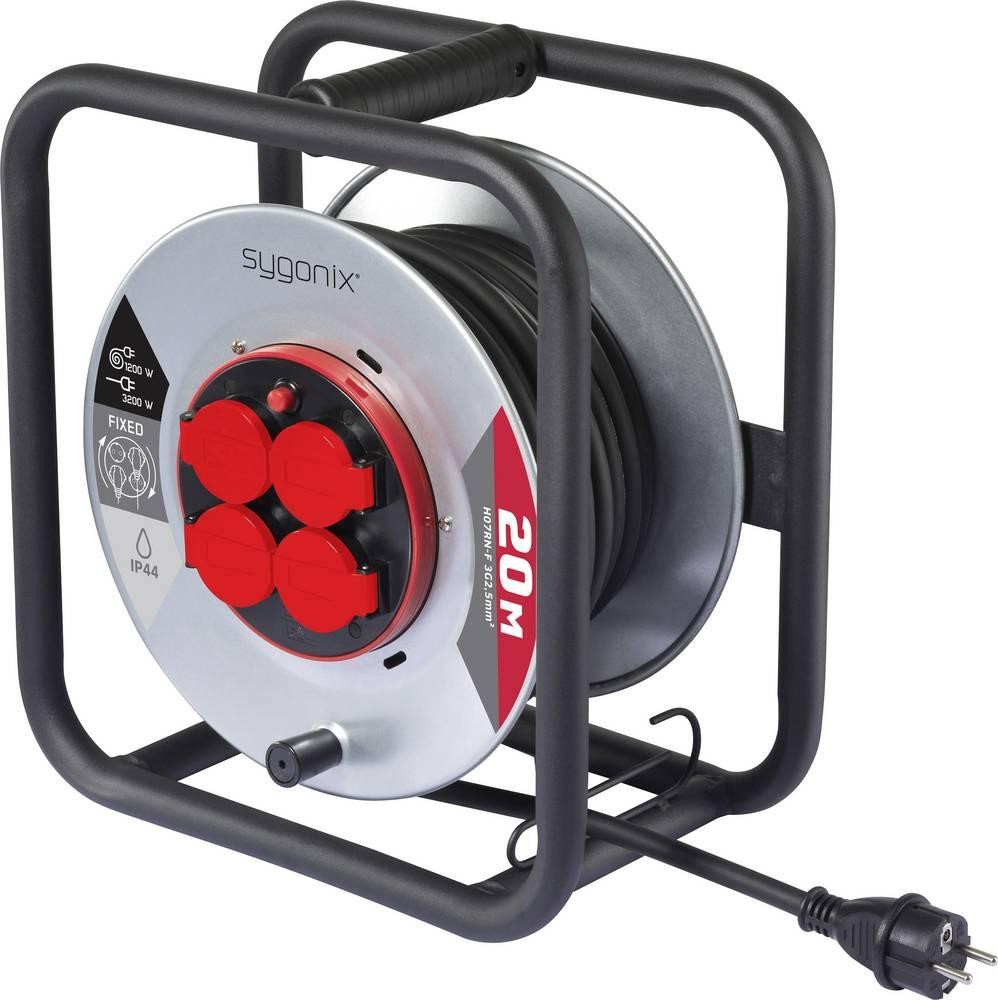 Sygonix SY-10236117 Kabeltrommel 20m black Schutzkontakt-plug
