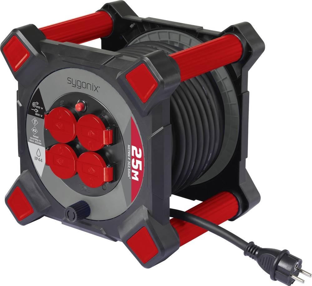 Sygonix SY-10236123 Kabeltrommel 25m nero Schutzkontakt-Stecker