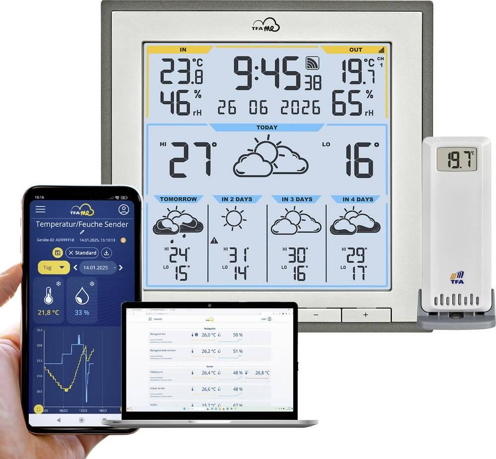 TFA Dostmann TFA.me ID-08 35.8105.10 WLAN-Wetterstation Vorhersage fü