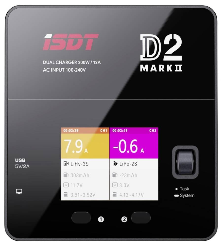 ISDT D-2 MARK2 Modellbau-Multifunktionsladegerät 12A LiPo, LiIon,