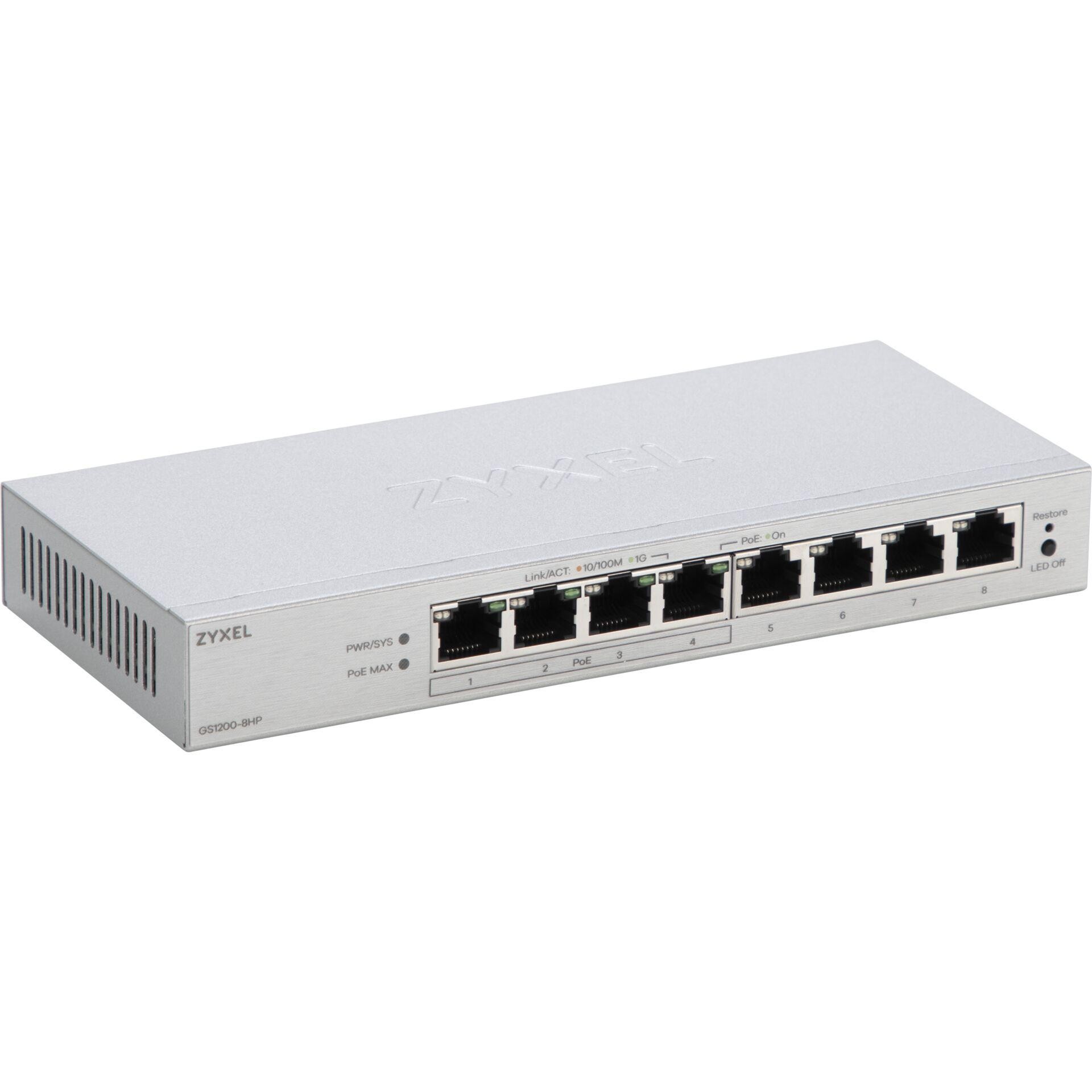 Zyxel GS1200-8HPV3 Managed L2 Gigabit Ethernet (10/100/1000) Power