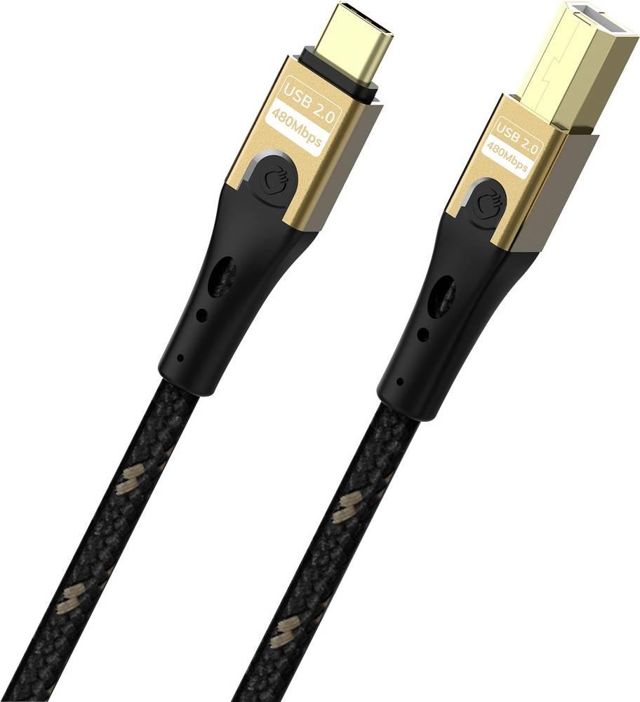 Oehlbach USB-C Kabel USB 2.0 USB-C , USB-B Stecker 1m Schwarz/Gold