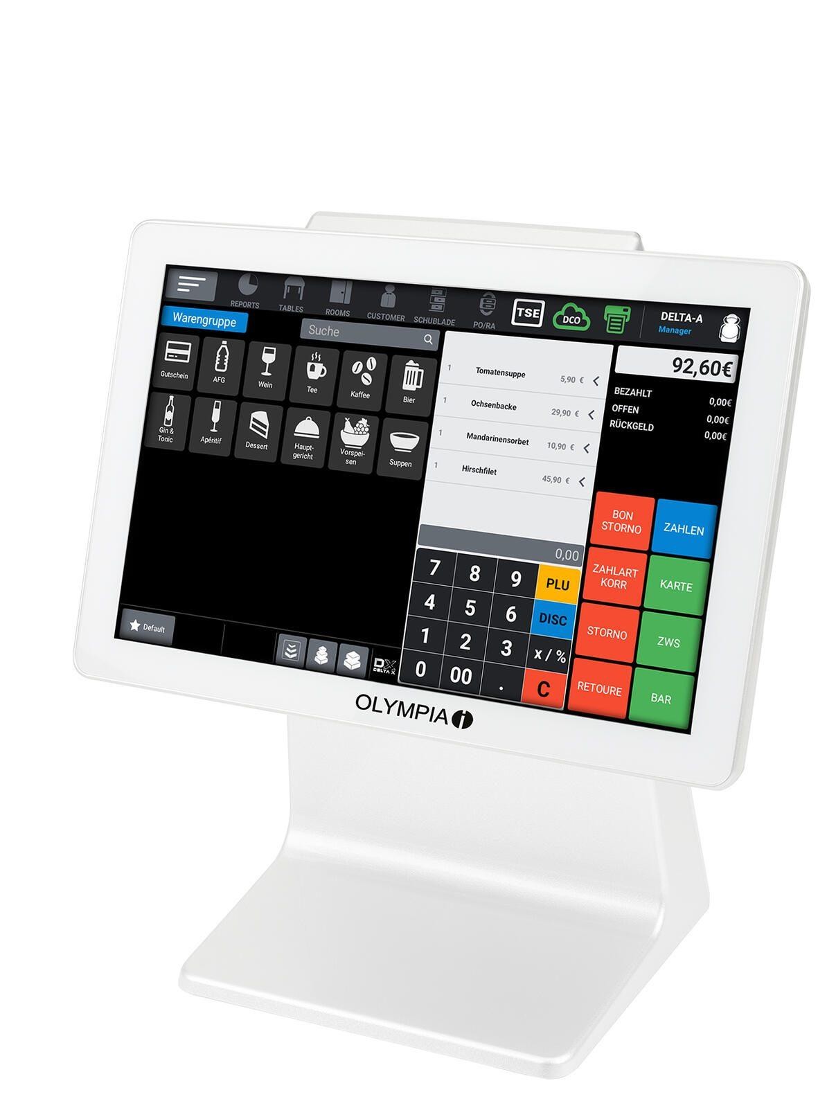 OLYMPIA Registrierkasse incl. costruire in Scanner TS10 bianco