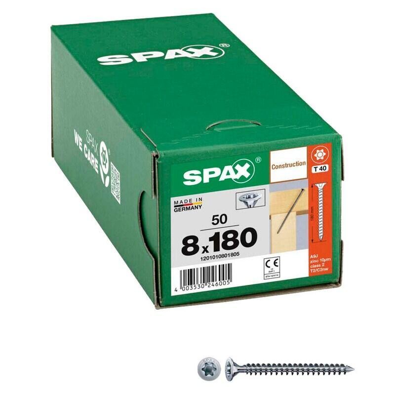 SPAX 1201010801805 Senkkopfschraube 8mm 180mm T-STAR plus Stahl 50St.