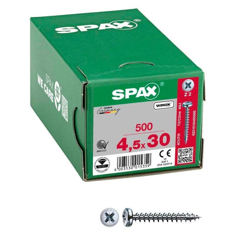 SPAX 0231010450305 Halbrundschrauben 4.5mm 30mm Kreuzschlitz Pozidriv