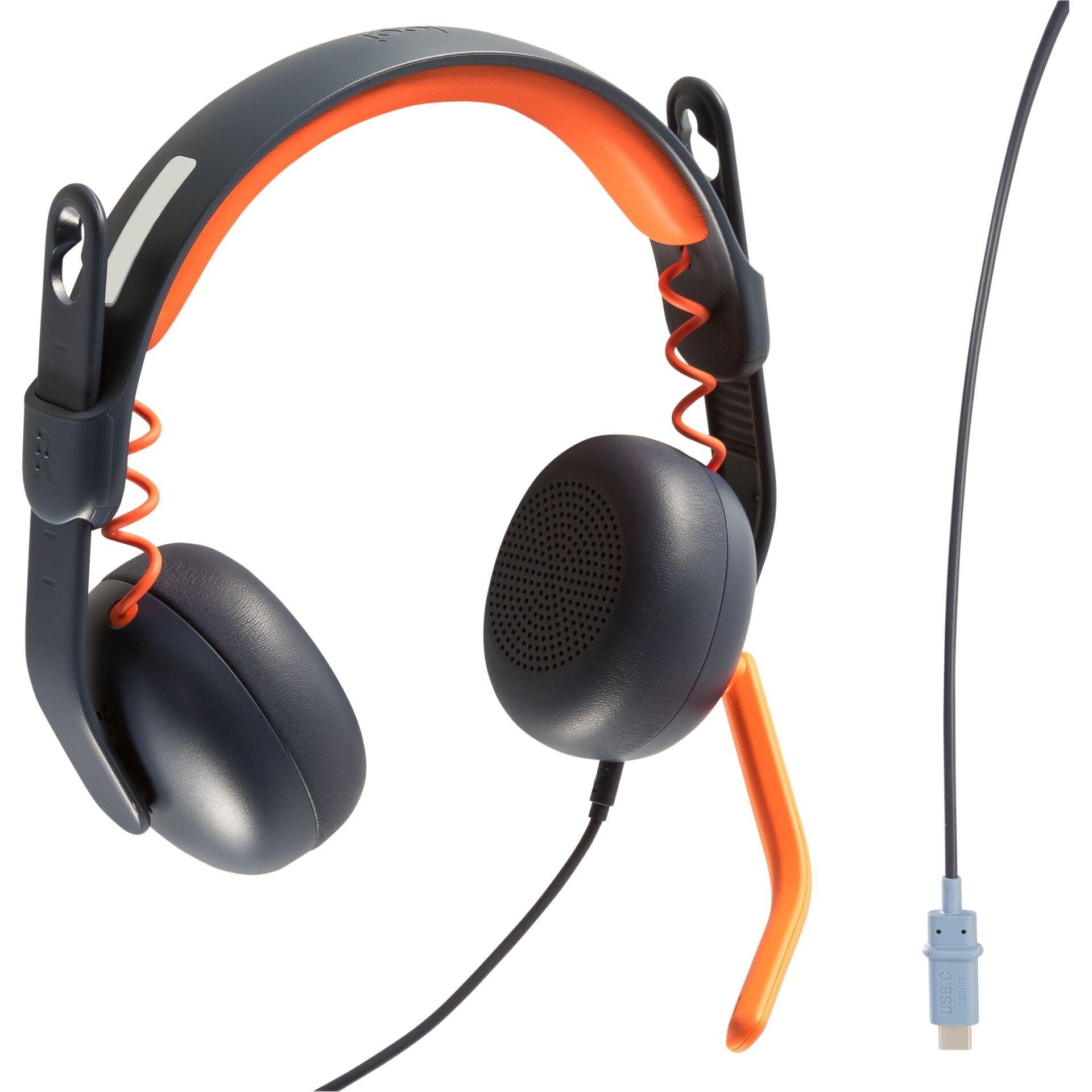 Logitech Zone Learn On-Ear-Headset, USB-C, blau-orange