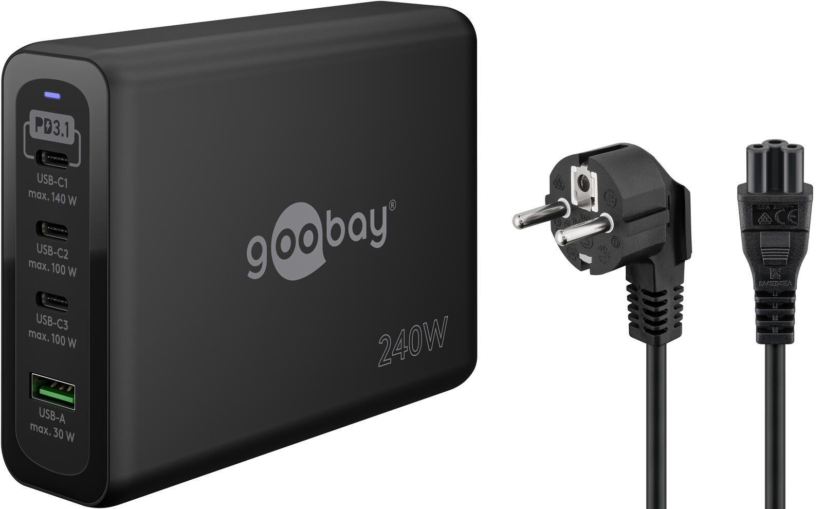 goobay 240W USB-A, 3x USB-C Schnellladegerät, black