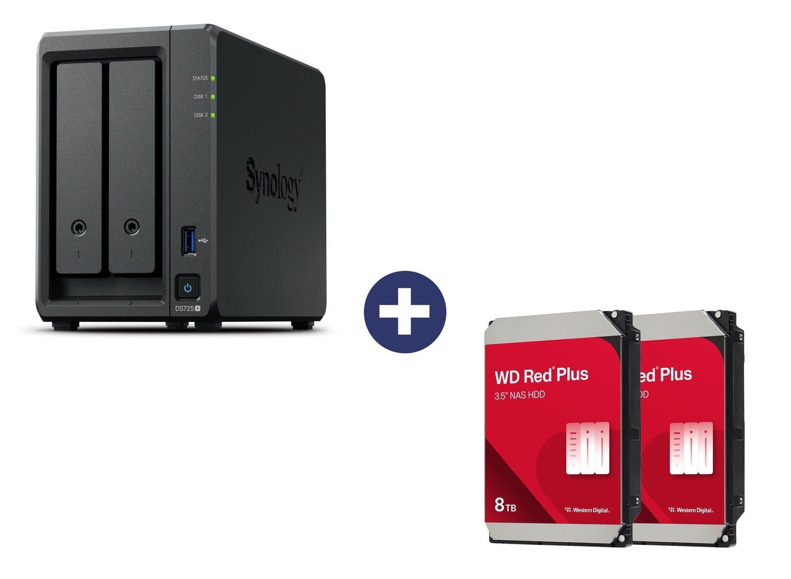Synology Disk Station DS725+ NAS-Server (2 Schächte) + WD Red Plus