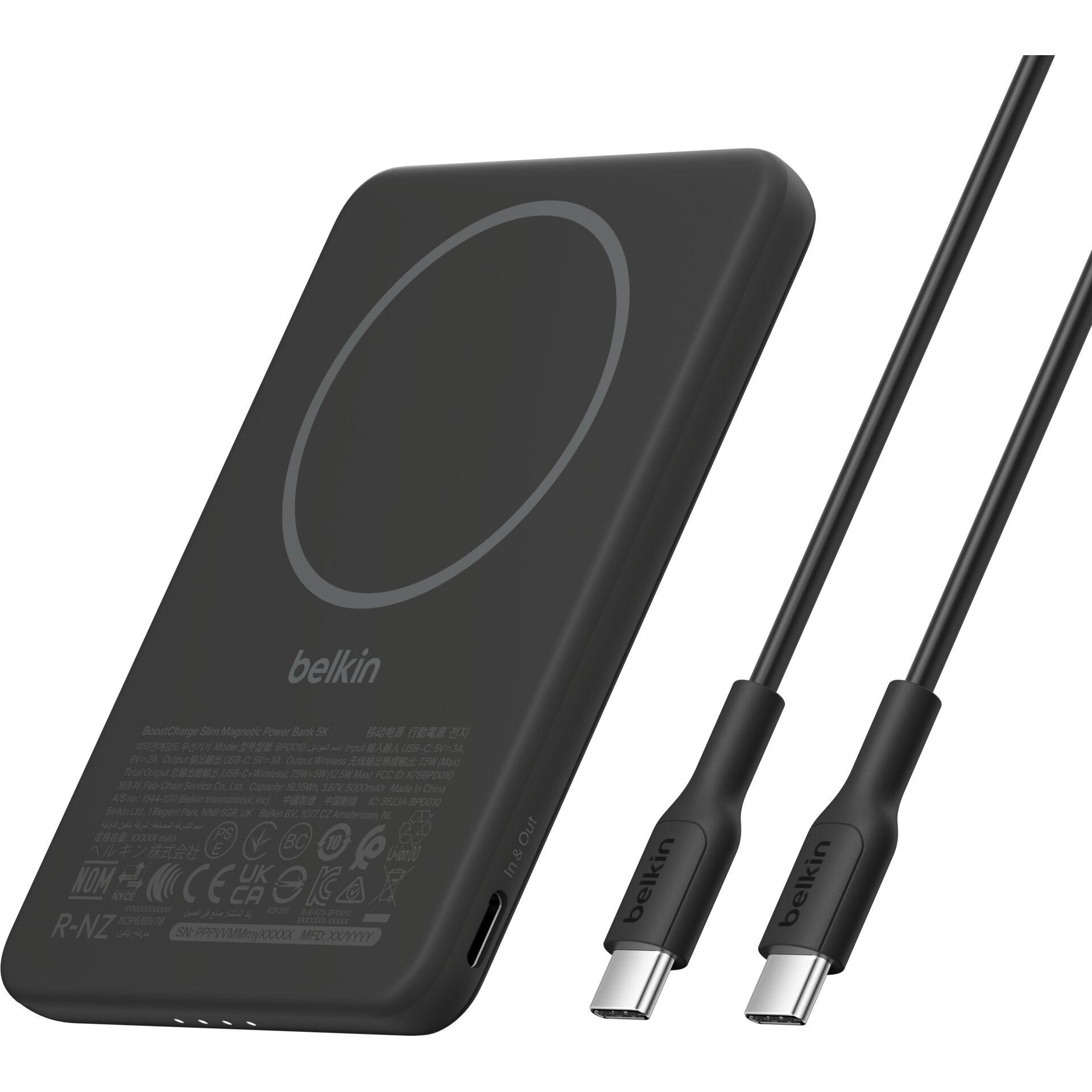 Belkin Slim, Magnetische Powerbank 5.000mAh, 7.5 W, schwarz