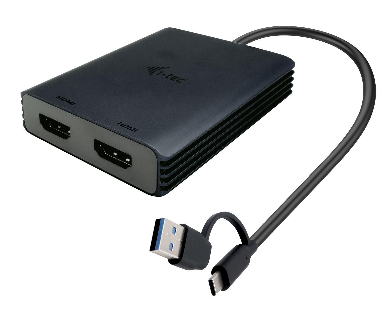 i-tec USB-A/USB-C Dual 4K/60 Hz HDMI Video Adapter - i-tec USB-A/USB-