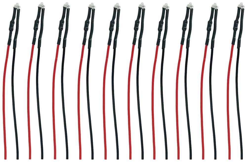 TAMS Elektronik – Lot De 10 LED Avec Fils De Raccordement Soudés – Blanc Froid – Pour Bricolage électronique