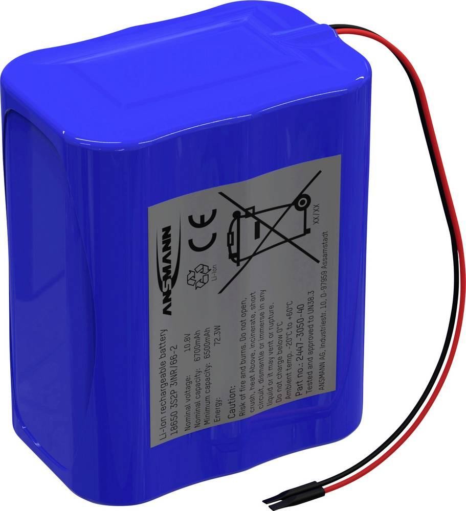 Ansmann 3S2P Akkupack 6x 18650 cavo Li-Ion 10.8V 6700mAh Akkupack 6x