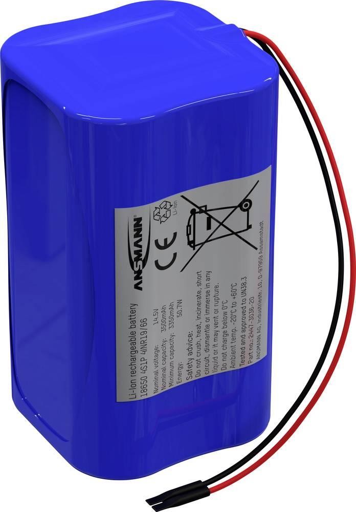 Ansmann 4S1P Akkupack 4x 18650 cable Li-Ion 14.4V 3500 mAh