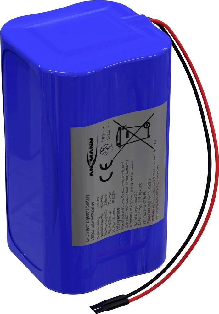 Ansmann 4S1P Akkupack 4x 18650 Kabel Li-Ion 14.4V 2600mAh Block