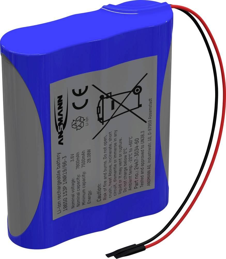 Ansmann 1S3P Akkupack 3x 18650 Kabel Li-Ion 3.6V 7800mAh Akkupack 3x