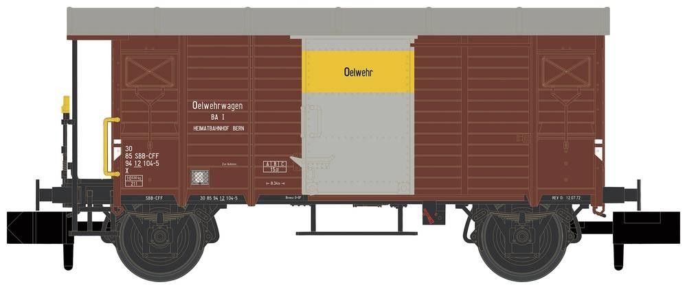 Hobbytrain H24205 N Gedeckter Güterwagen K2 Ölwehr der SBB