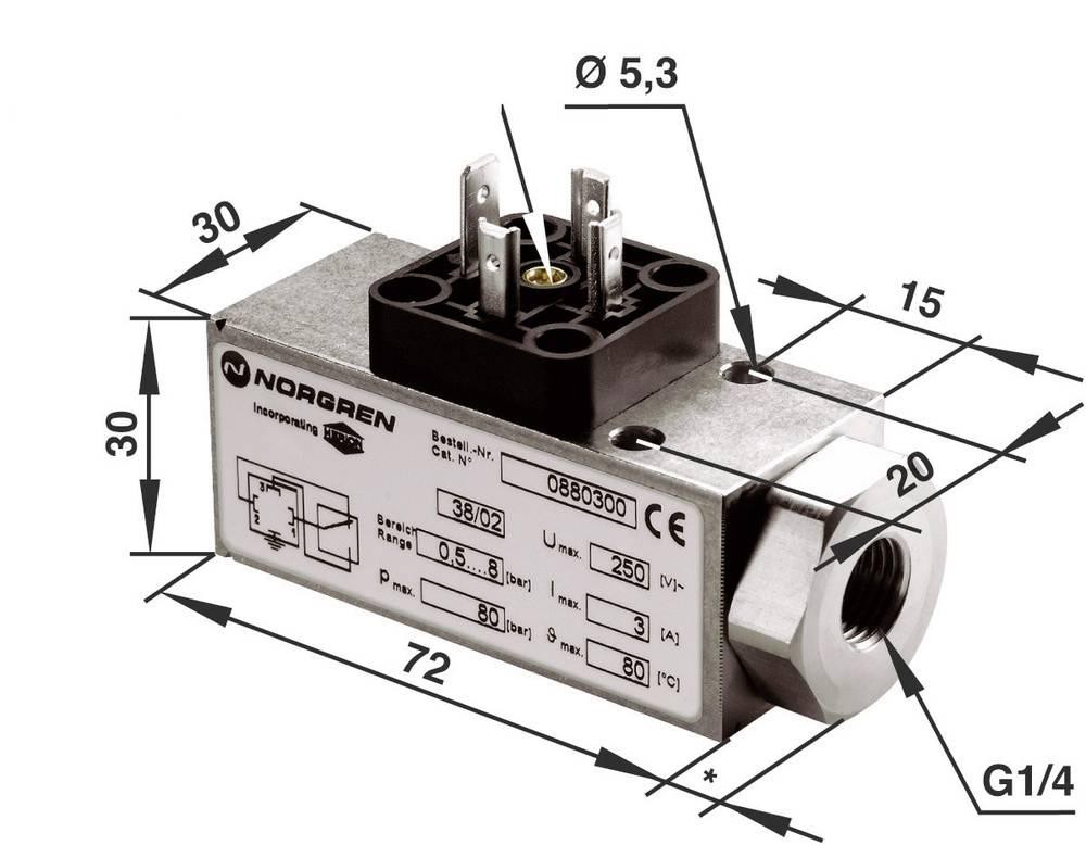 Norgren IMI Druckschalter 0880300 G1/4 0.5 hasta 8 bar 1 Wechsler 1
