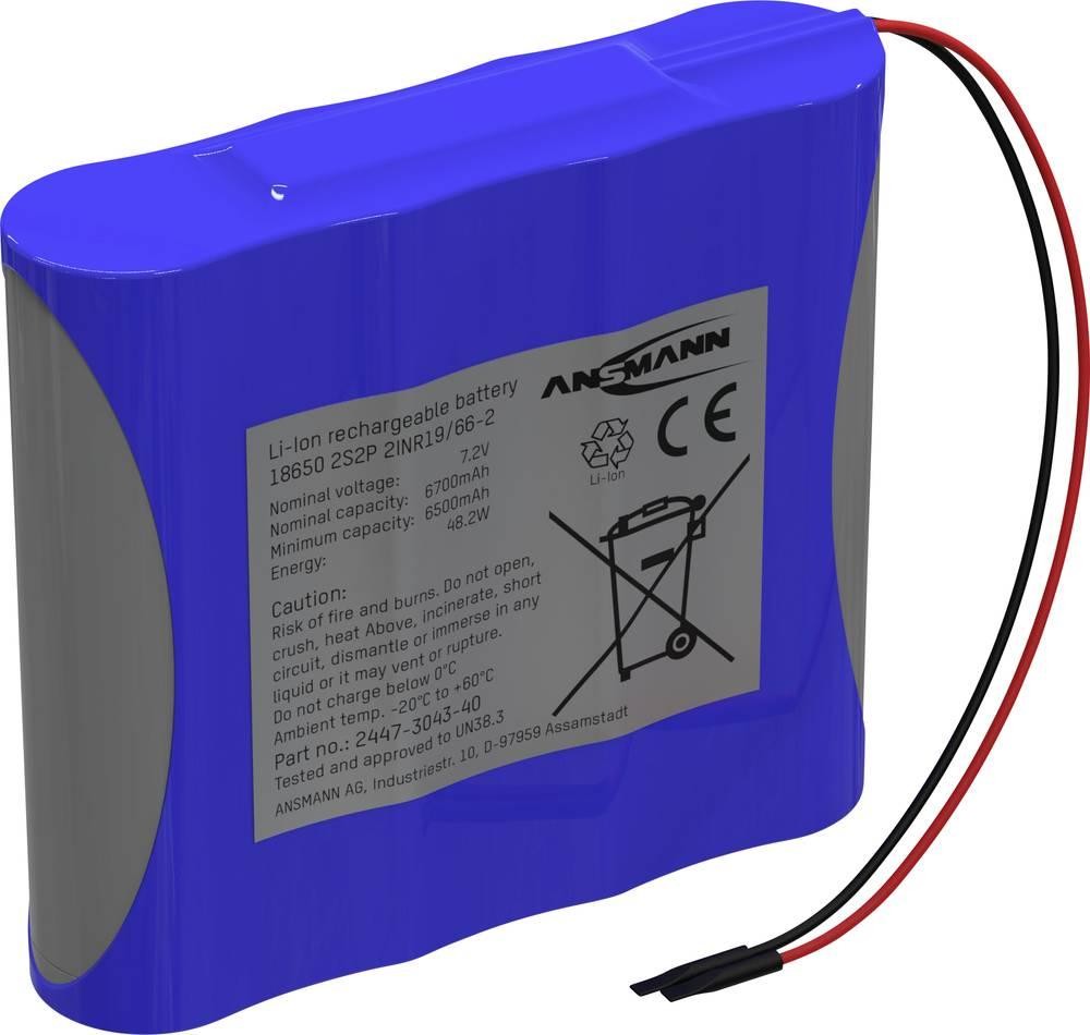 Ansmann 2S2P Akkupack 4x 18650 cable Li-Ion 7.2V 6700 mAh