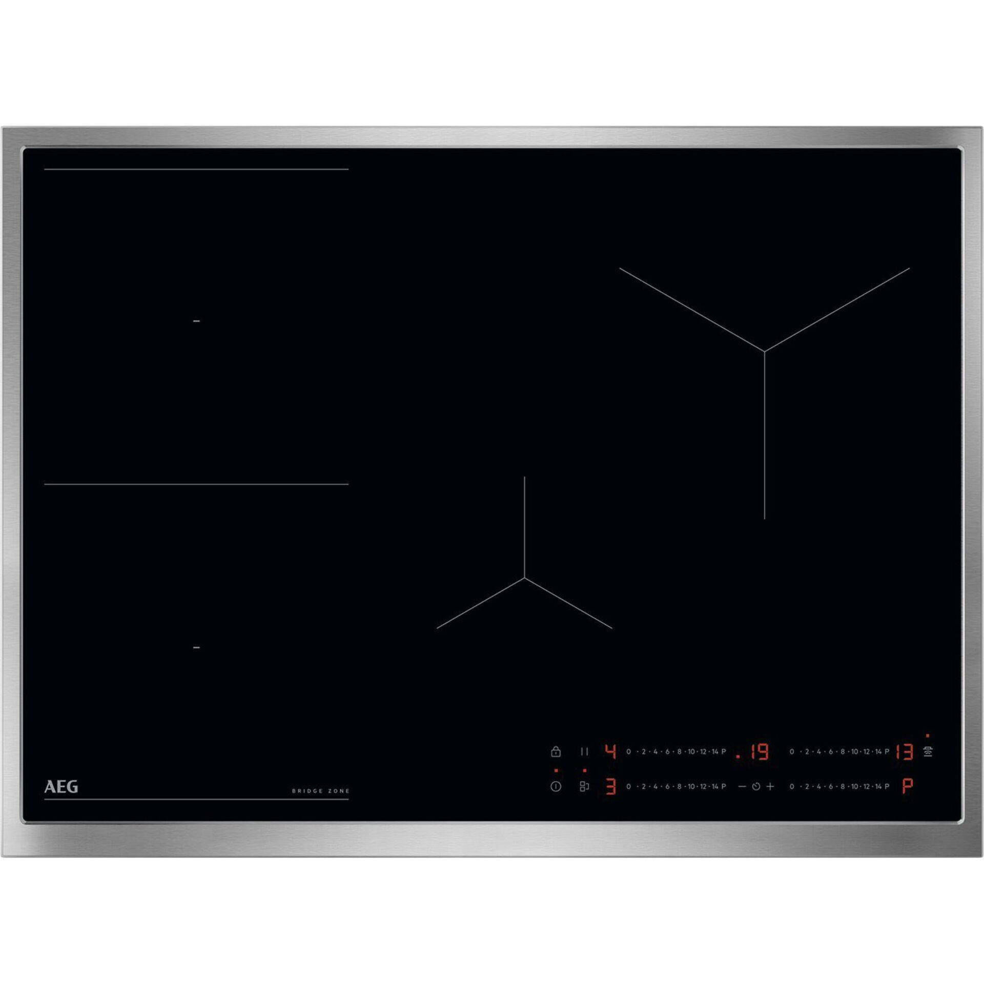 AEG TO74IB00UB Black, Stainless steel Built-in 69 cm Zone induction
