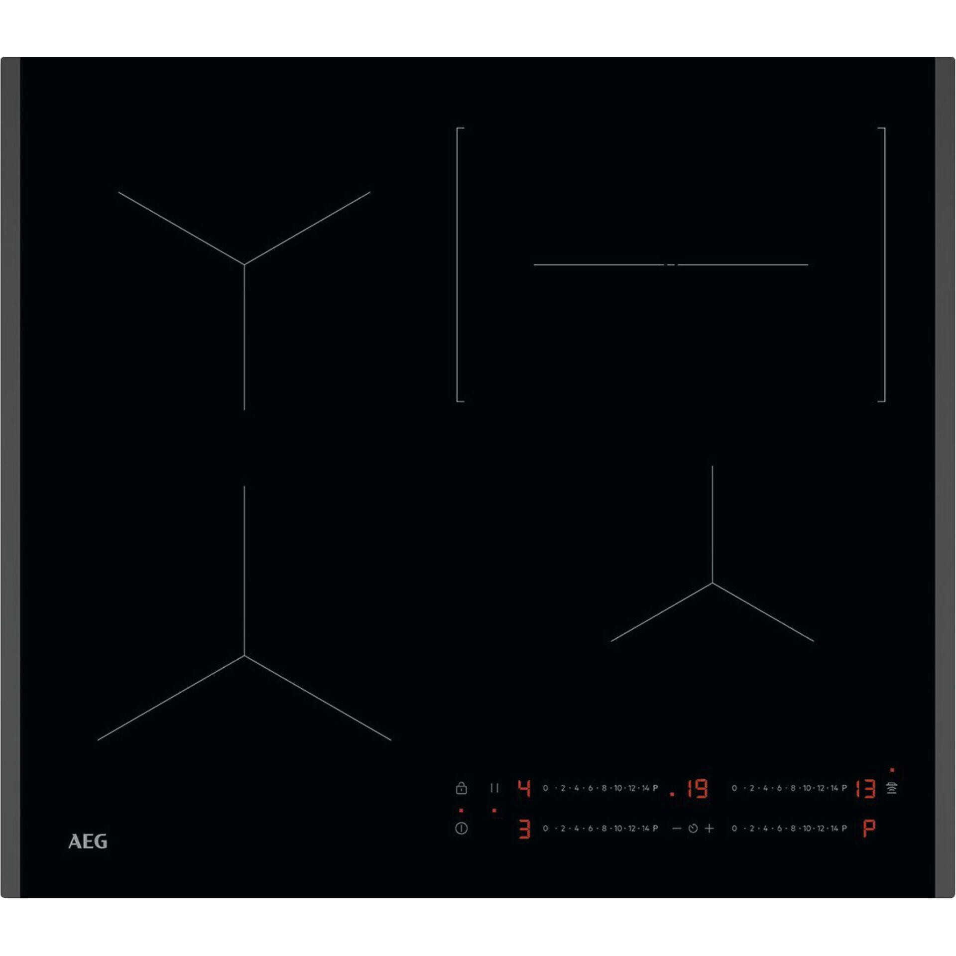 AEG TO64IC00FB Black, Stainless steel Built-in 57.6 cm Zone induction