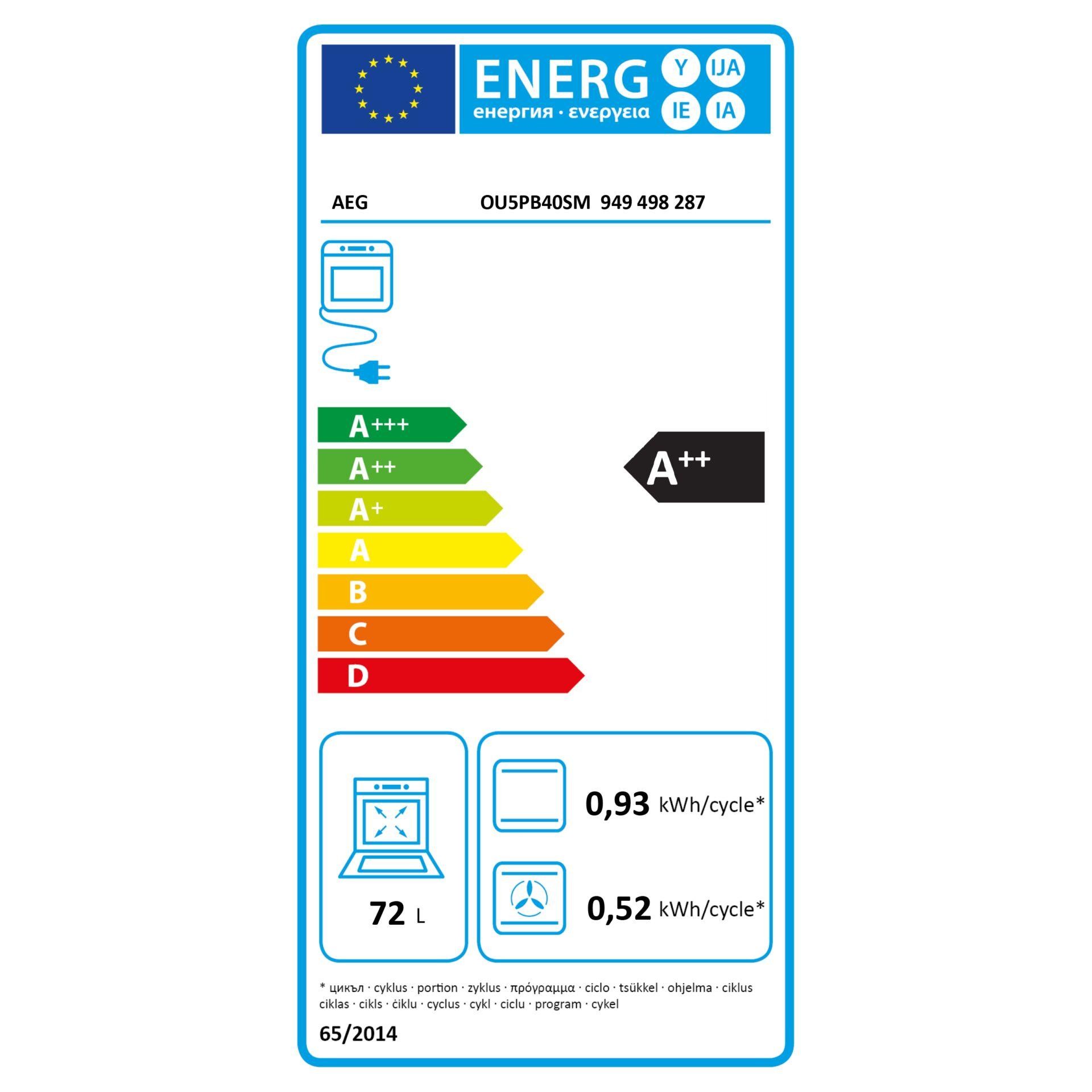 AEG Series 5000 OU5PB40SM 72 L 2990 W Noir, Acier inoxydable - AEG