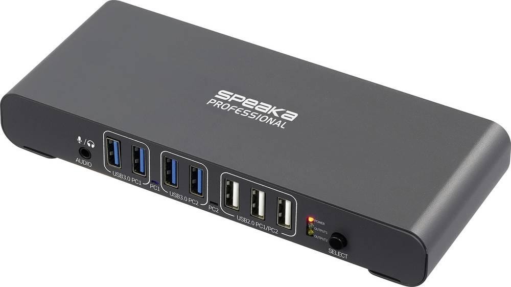 SpeaKa Professional SP-KVM-2P4K 2 Port KVM-Umschalter grey (matt)
