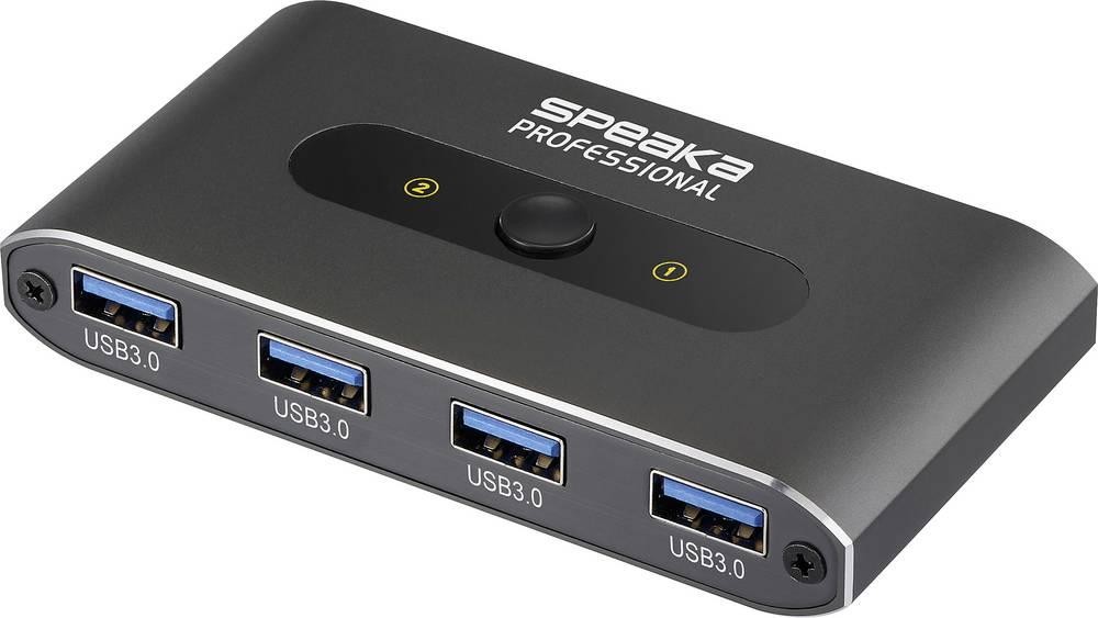 SpeaKa Professional 2 Port USB 3.2 Gen 1-Umschalter (USB 3.0) grey