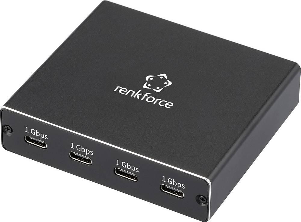 Renkforce RF-NS-200 Splitter RJ45, USB-C 4 Port 1 GBit/s
