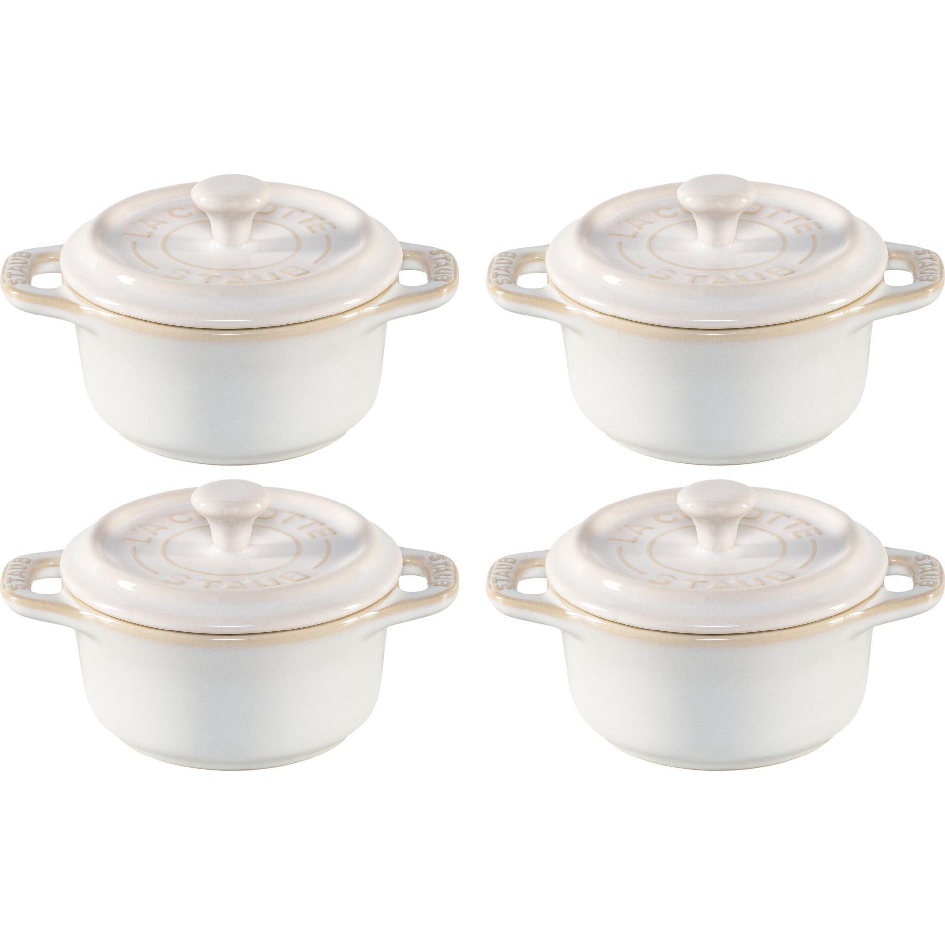 Staub Mini Cocotte Set 4-tlg. rund, Keramik, elfenbein-blanco