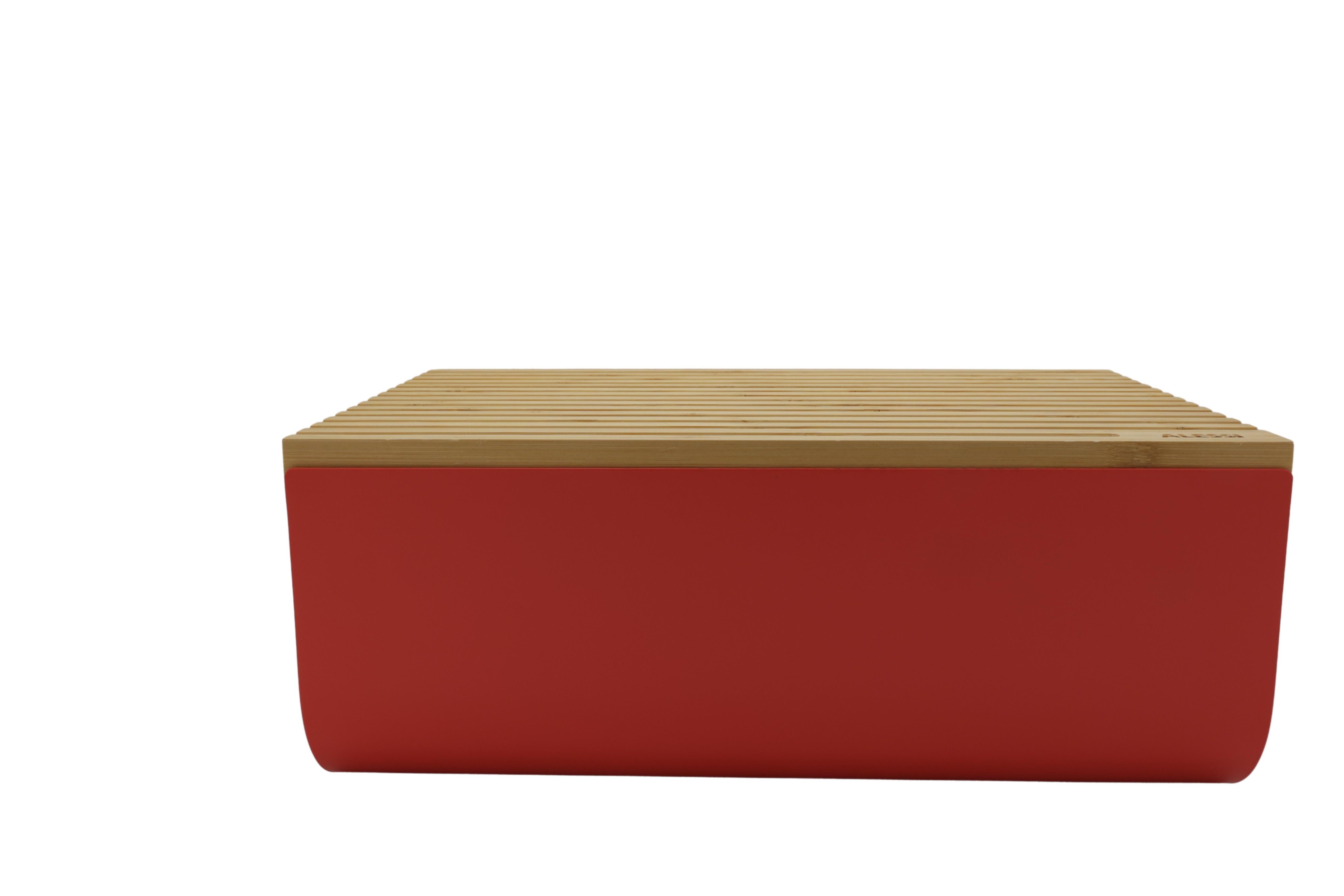 Alessi BG03 R Mattina Brotkasten, Stahl, Bambusholz, rot, one Size