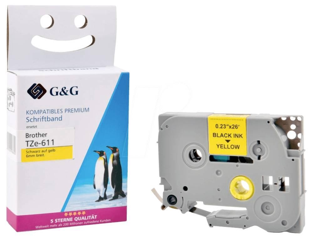 G&G compatible con Brother TZe-611 cinta laminada (6mm/8m, laminiert)
